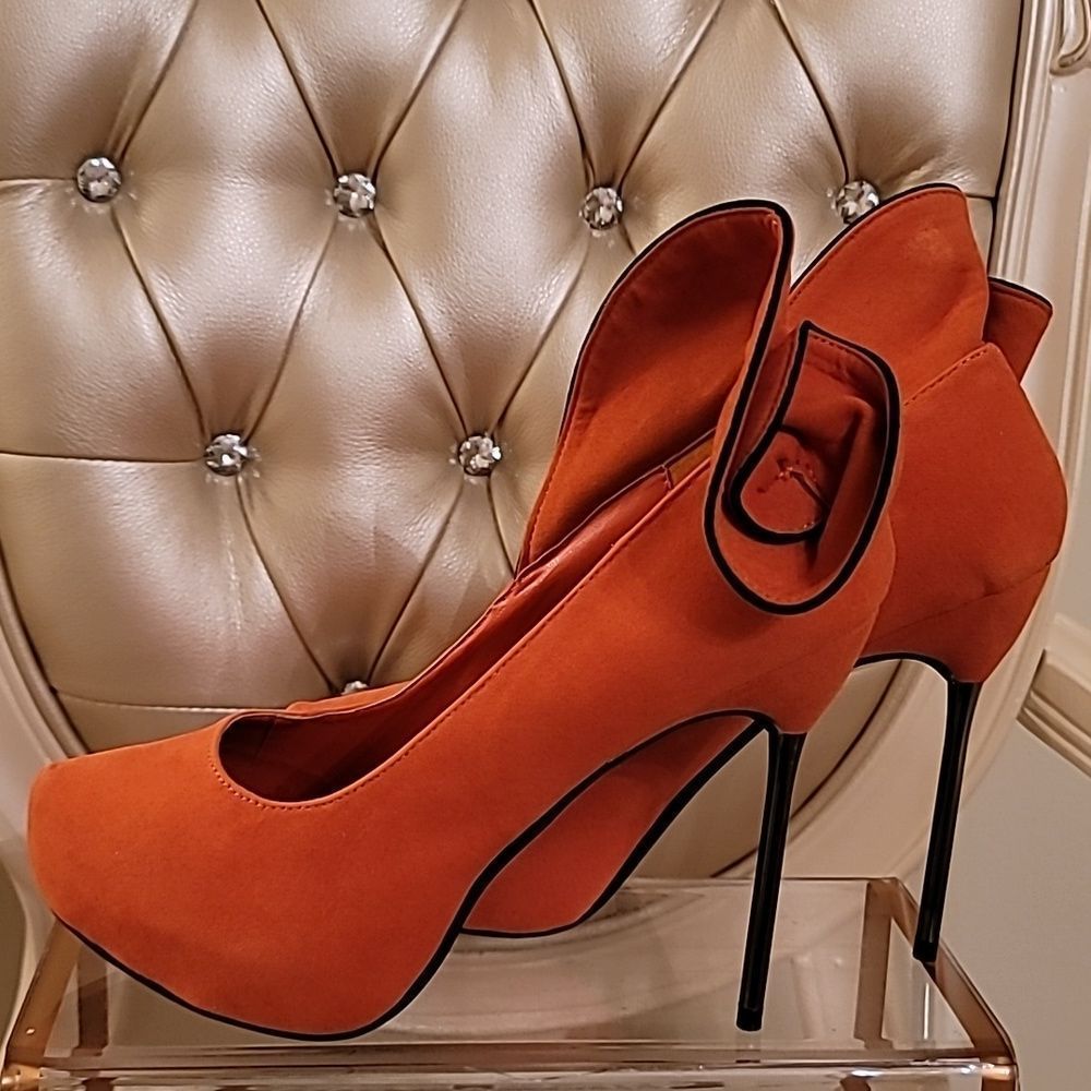 Bertinni Orange Suede Stilettos - Picture 6 of 16